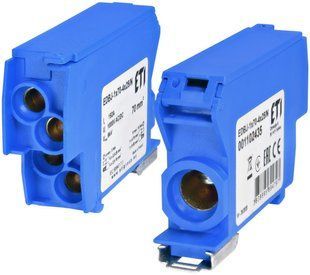 Блок распределительный DIN 192А 1000AC/1500DC ETI EDBJ-1x70-4x25/N (вх.1*4-70/вих.4*2,5-25) синий 1102435 фото