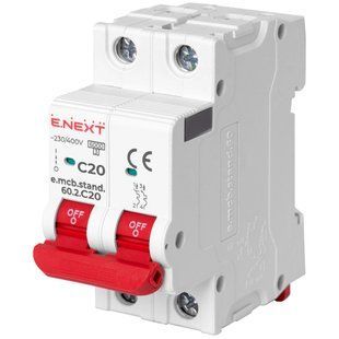 Enext e.mcb.stand.60.2.C20, 2р, 20А, C, 6кА Модульний автоматичний вимикач