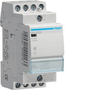 Контактор DIN безшумний 230V AC 25A 4нв 2мод. HAGER ESC425S ESC425S фото