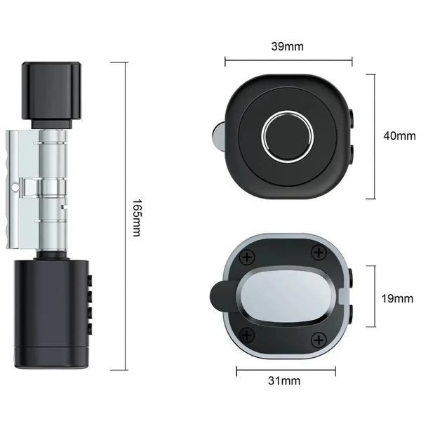 SEVEN LOCK SL-7774BF black (35-90мм) (цилиндр) Біометричний замок
