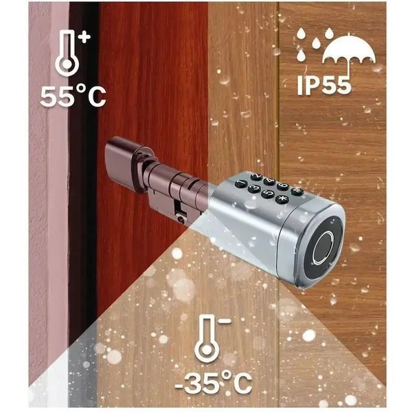 SEVEN LOCK SL-7774BF black (35-90мм) (цилиндр) Біометричний замок