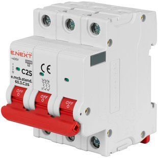 Enext e.mcb.stand.60.3.C25, 3р, 25А, C, 6 кА Модульний автоматичний вимикач