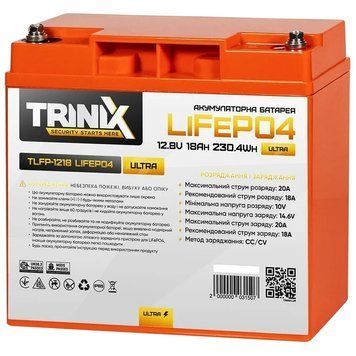 TRINIX TLFP-1218 Ultra 18А&bull;ч 12В Литиевая аккумуляторная батарея