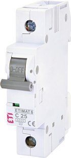 Выключатель автоматический 1п 25А C 6кА ETIMAT6 ETI 2141518 фото