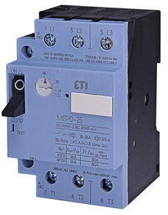 Автоматический выключатель защиты двигателя MSP0-2,4 (0,75 kW, 1.6-2.4A) ETI 4646621 фото