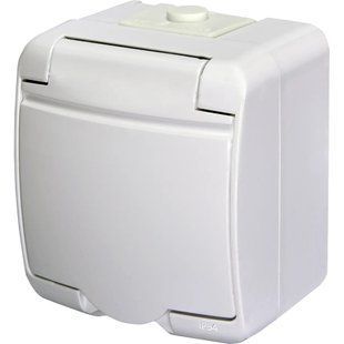 ETI 4668015 Hermetics Розетка 1-на с с/к Schuko RHE-1s (белая/белая крышка, IP54) 0017451 фото