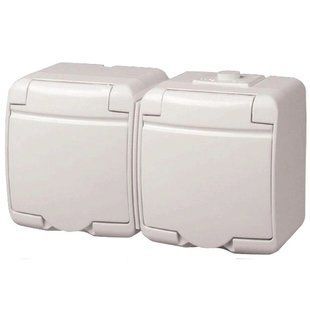 ETI Hermetics 4668019 Розетка 2-на с/к Schuko RHE-2s (белая/белая крышка, IP54) 0017452 фото