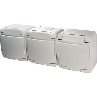Hermetics ETI 4668023 Розетка 3-на с/к Schuko RHE-3s (белая/белая крышка, IP54) 0017453 фото