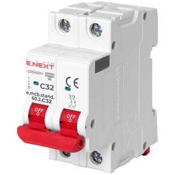 Enext e.mcb.stand.60.2.C32, 2р, 32А, C, 6кА Модульный автоматический выключатель