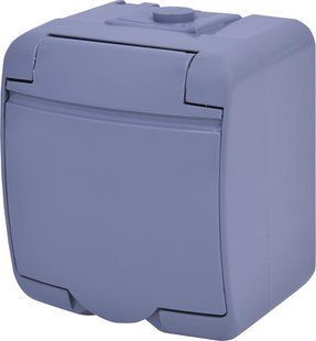 Розетка 1-а с з/к Schuko RHE-1s-SR (серая/серая крышка, IP54) ETI Hermetics 4668070 фото