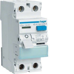 Диф.реле (ПЗВ) CDA 2p 40/0,03 6kA A HAGER CDA240D