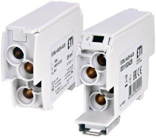 Блок распределительный DIN 100А 1000AC/1500DC ETI EDBJ-4x25-4x25 (вх.4*2,5-25/вих.4*2,5-25) серый 1102428 фото