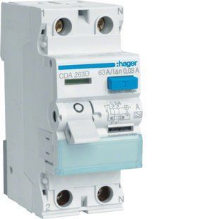 Диф.реле (ПЗВ) CDA 2p 63/0,03 6kA A HAGER CDA263D